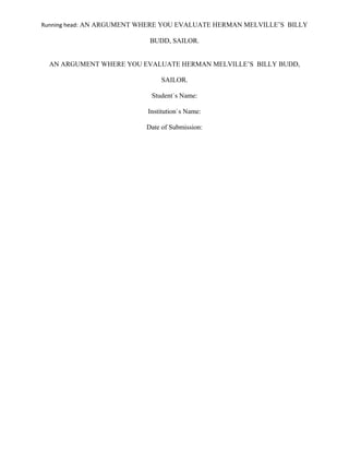 Реферат: Billy Budd Essay Research Paper Billy